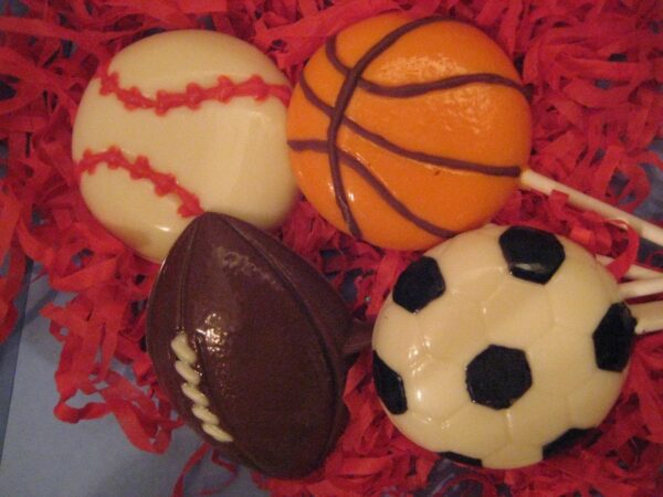 12-Chocolate Sports Ball Lollipops