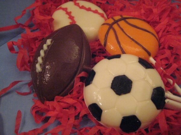 12-Chocolate Sports Ball Lollipops - Image 2