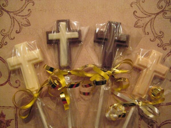 24-Small Chocolate Cross Lollipops - Image 5