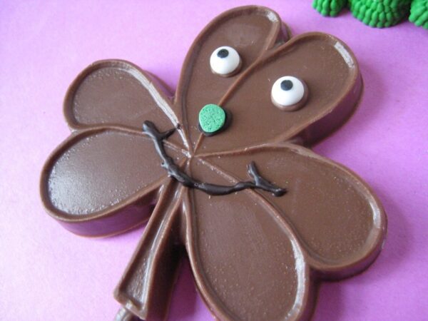 12-Silly Shamrock Chocolate Lollipops - Image 3