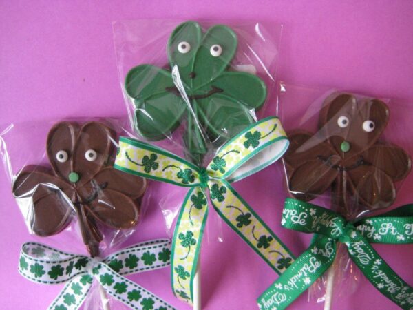 12-Silly Shamrock Chocolate Lollipops - Image 4