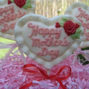 6-Happy Mothers Day Heart Shaped Chocolate Lollipops