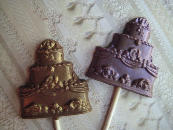 12-Chocolate Wedding Cake Lollipop Favors For Weddings Shower/Wedding Favors/Party Favors