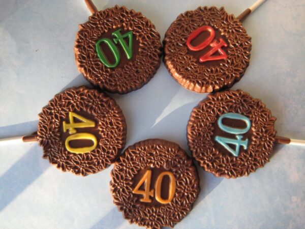 12-40th Birthday Chocolate Lollipop Favors