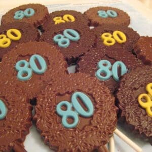 12-Milk Chocolate 80th Birthday Chocolate Lollipop Favors