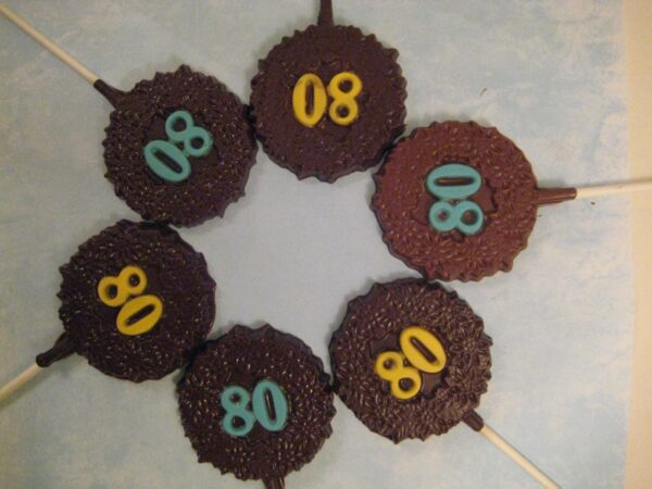 12-Milk Chocolate 80th Birthday Chocolate Lollipop Favors - Image 2