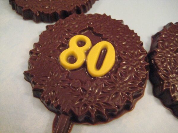 12-Milk Chocolate 80th Birthday Chocolate Lollipop Favors - Image 3