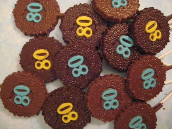 12-Milk Chocolate 80th Birthday Chocolate Lollipop Favors - Image 4