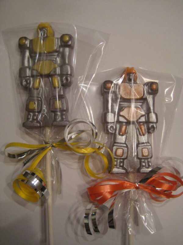 24 Metallic Robot Milk Chocolate Lollipop Favors - Image 7