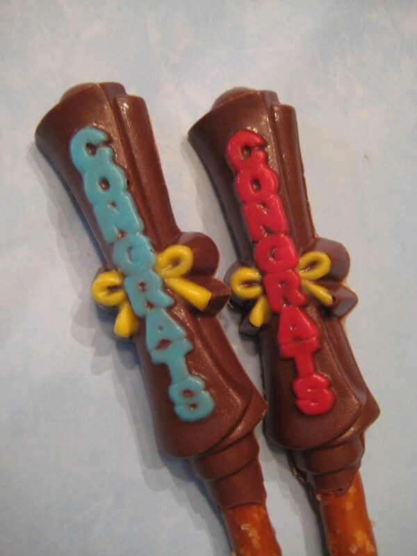 12-CONGRATS DIPLOMA-Graduation Chocolate Covered Pretzel Rods