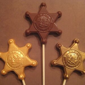 12- Chocolate Deputy Sheriff Badge Lollipops