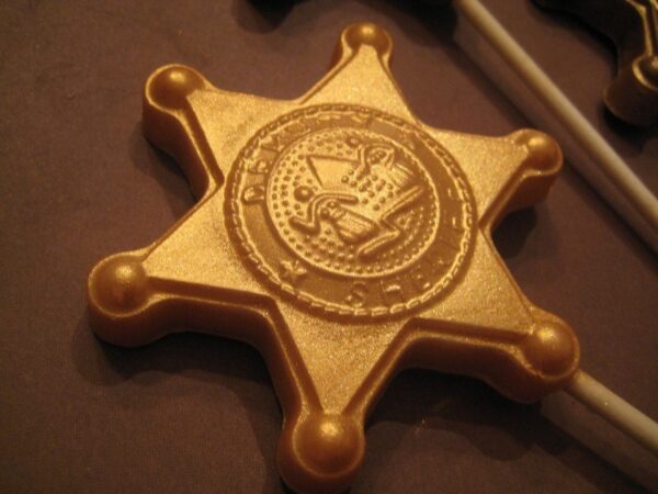 12- Chocolate Deputy Sheriff Badge Lollipops - Image 4