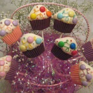 12-Cute Candied Cupcake Lollipop Favors