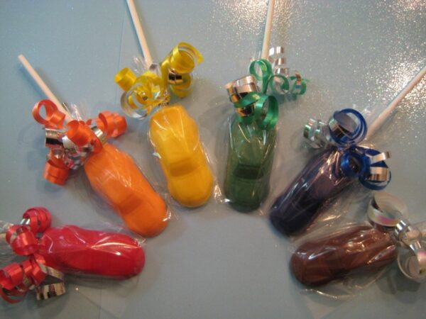 24-Assorted Rainbow White Chocolate Race Car Lollipop Favors - Image 5