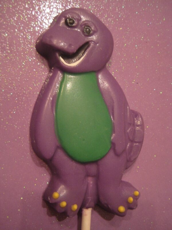 12- Chocolate Barney The Purple Dinosaur Lollipop Favors For Birthday Party/Children’s Birthday Party - Image 2