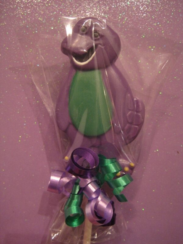 12- Chocolate Barney The Purple Dinosaur Lollipop Favors For Birthday Party/Children’s Birthday Party - Image 3