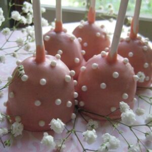 12 Elegant White Chocolate Covered Brownie Bite Pops With Edible Pearls-Wedding/Wedding Shower Favors