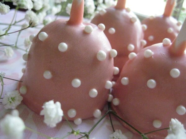 12 Elegant White Chocolate Covered Brownie Bite Pops With Edible Pearls-Wedding/Wedding Shower Favors - Image 2