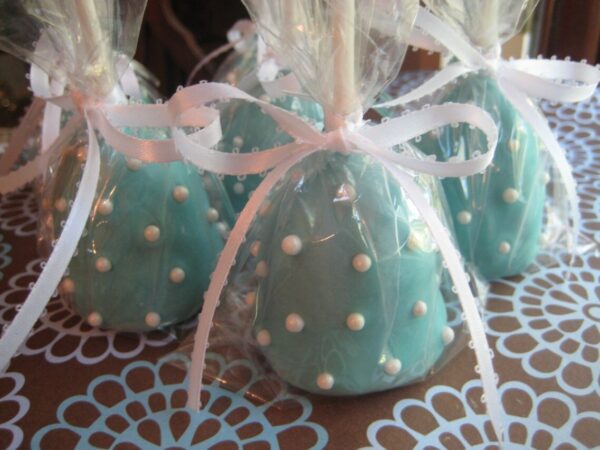 12 Elegant White Chocolate Covered Brownie Bite Pops With Edible Pearls-Wedding/Wedding Shower Favors - Image 5