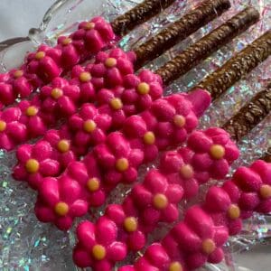 12-Flower Chocolate Covered Pretzels For Baby Shower/Wedding Shower/Party Favors