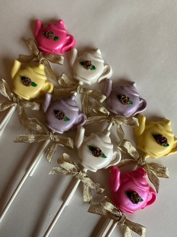 24-Shimmery Teapot Chocolate Lollipops - Image 6