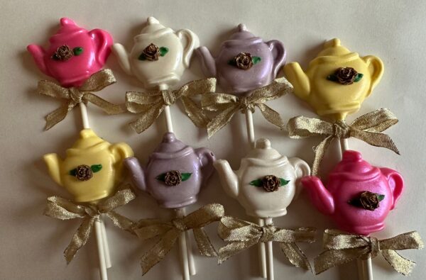24-Shimmery Teapot Chocolate Lollipops - Image 2