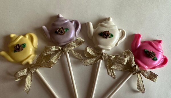 24-Shimmery Teapot Chocolate Lollipops - Image 5