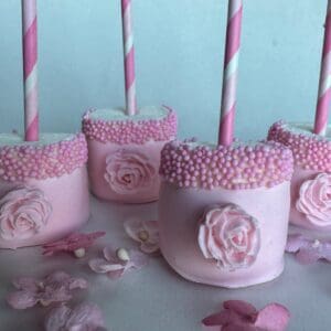 24-Pink Chocolate Covered Marshmallows For Baby Shower/Wedding/Birthday Party/Party Favors