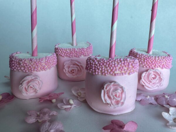 12-Pink Chocolate Covered Marshmallows For Baby Shower/Wedding/Birthday Party/Party Favors