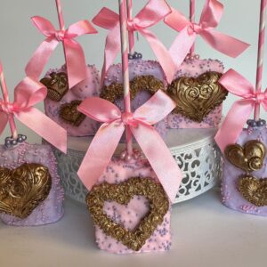 12-Chocolate Covered Rice Krispie Treats for Valentines Day or Wedding Favor