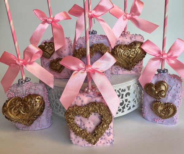 12-Chocolate Covered Rice Krispie Treats for Valentines Day or Wedding Favor