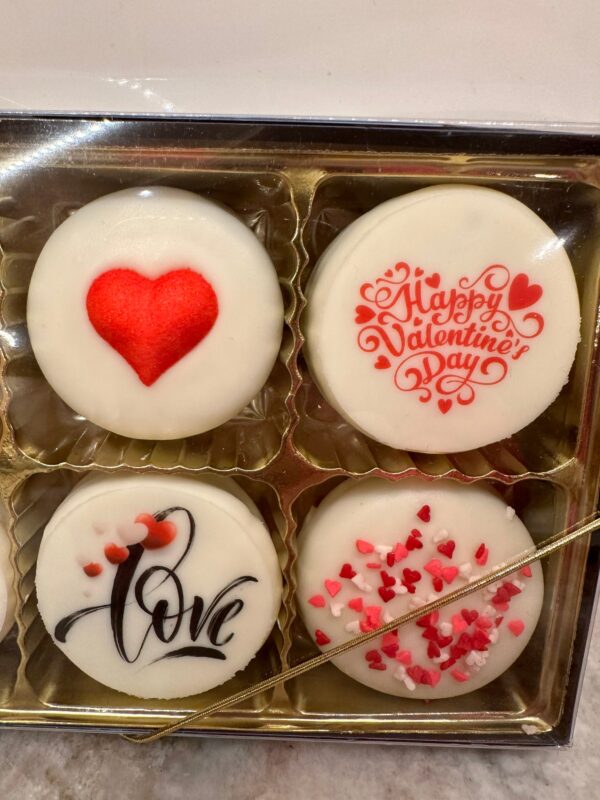 8- Valentine Decorated White Chocolate Covered Oreo Gift Box - Image 3