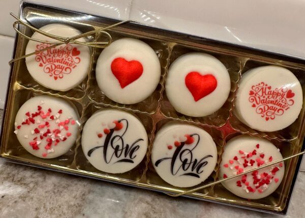 8- Valentine Decorated White Chocolate Covered Oreo Gift Box - Image 2