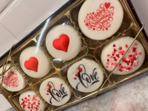 8- Valentine Decorated White Chocolate Covered Oreo Gift Box - Image 4