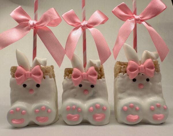 Easter Bunny Chocolate Covered Rice Krispie Treats for Easter Basket - Image 4