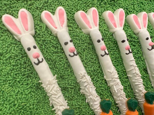 12-Easter Bunny Chocolate Covered Pretzel Rods for Easter/Easter Basket/Easter Party - Image 4