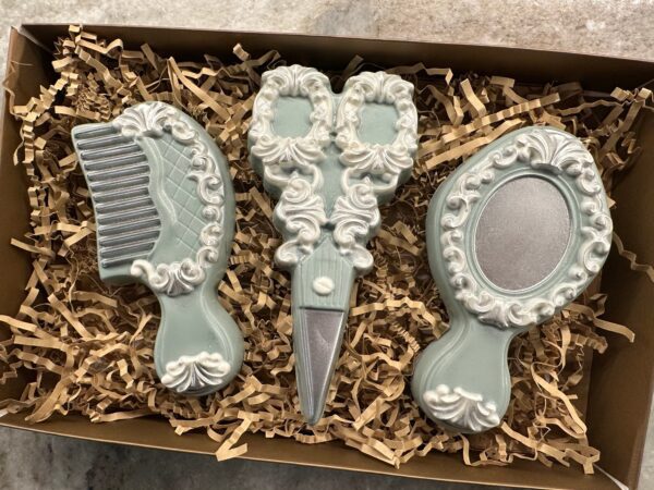 Chocolate Scissors, Comb & Mirror Gift Set For Birthday/Mothers Day