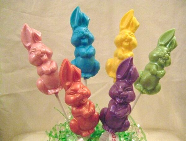 12-Rainbow Sparkling Bunny Lollipops for Easter/Easter Party Favors/Easter Basket/Easter Gift - Image 2