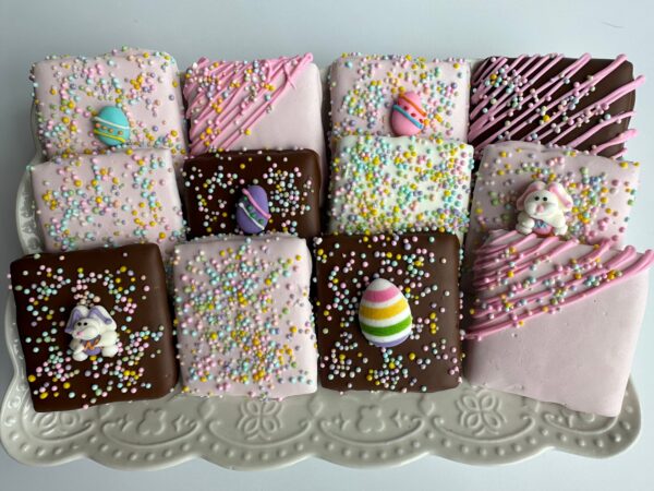 Easter Decorated Chocolate Covered Graham Crackers for Easter Basket/ Easter Gift
