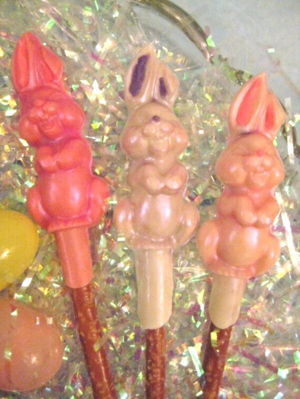 12-Chocolate Covered Easter Bunny Pretzel Rods