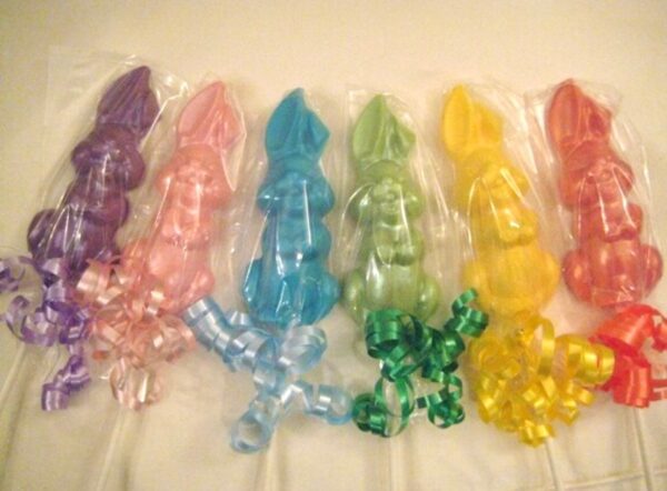 12-Rainbow Sparkling Bunny Lollipops for Easter/Easter Party Favors/Easter Basket/Easter Gift