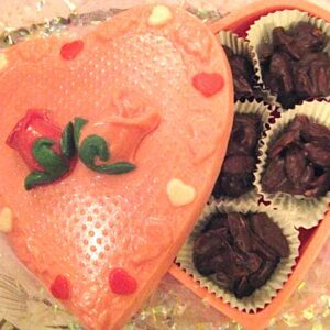 Edible Chocolate Heart Box Filled With Chocolate Covered Peanut Clusters