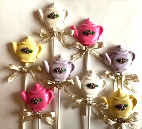 24-Shimmery Teapot Chocolate Lollipops