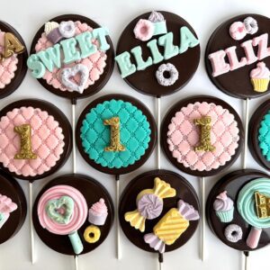 12-Candy Themed Chocolate Lollipops for Birthday Party