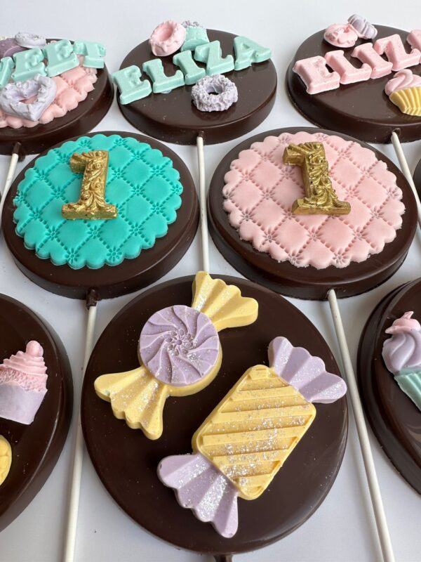 12-Candy Themed Chocolate Lollipops for Birthday Party - Image 4