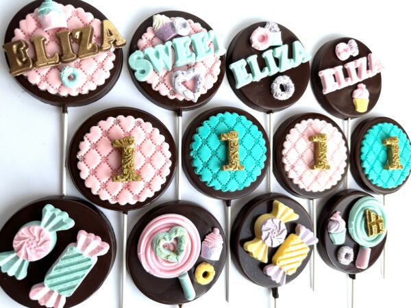 12-Candy Themed Chocolate Lollipops for Birthday Party - Image 8