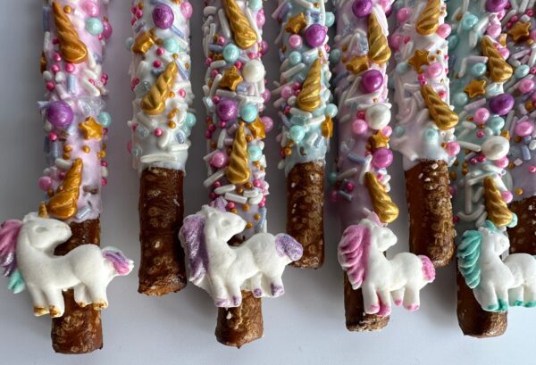 12-Unicorn Chocolate Covered Pretzel Birthday Favors - Image 5