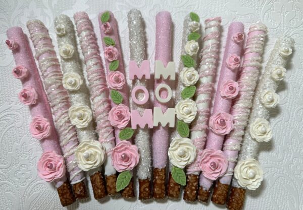 12-“MOM” Chocolate Covered Pretzels For Birthday Gift/Mothers Day