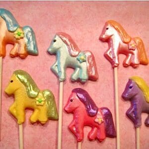 12- Shimmery Princess Pony White Chocolate Party Favor Lollipops