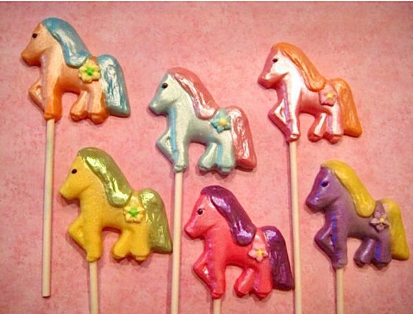 12- Shimmery Princess Pony White Chocolate Party Favor Lollipops